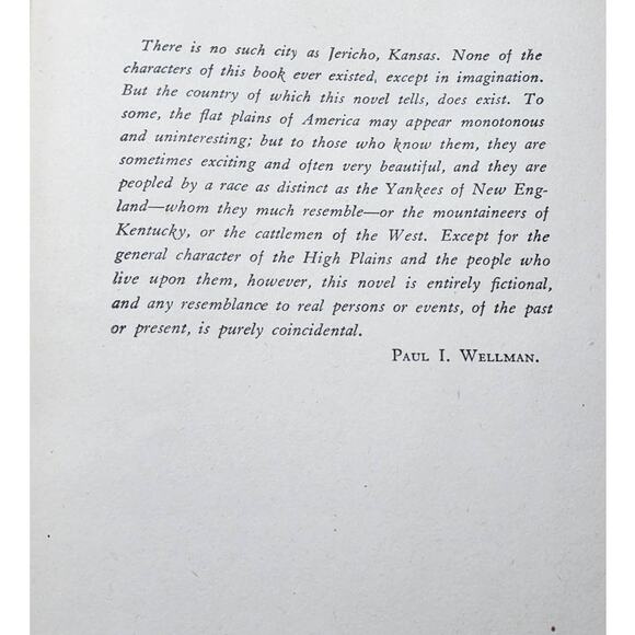 The Walls Of Jericho By Paul J. Wellman, First Edition, Vintage Novel Book 1947 - Picture 8 of 13